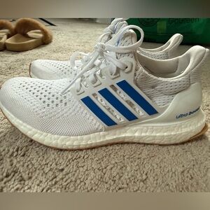Adidas Ultra Boost White with Blue Stripes